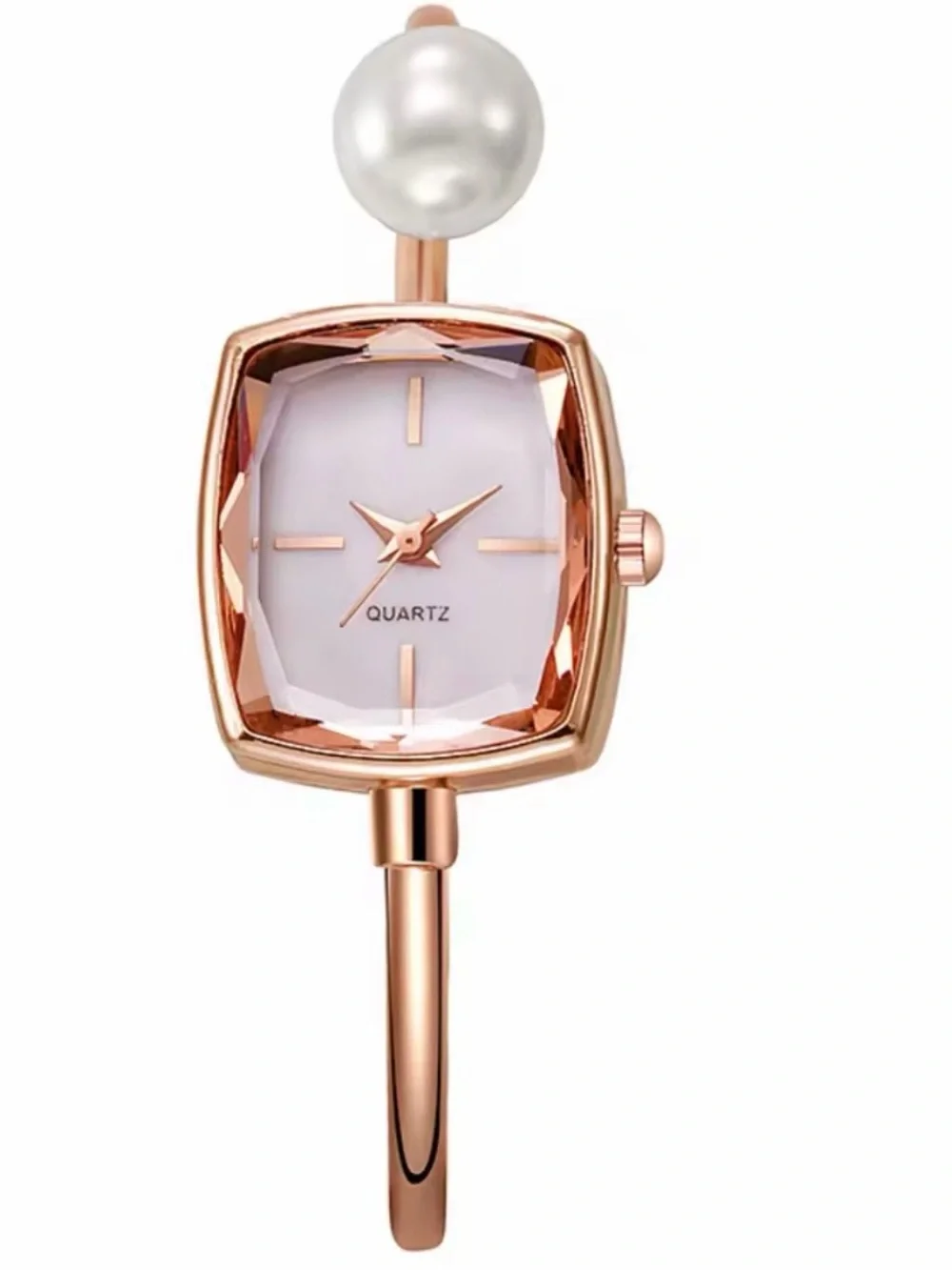 New Kohl’s Elegant Rose Gold Pearl Accent Women's Bangle Watch